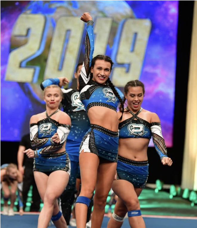 powersports cheerleaders at a competition